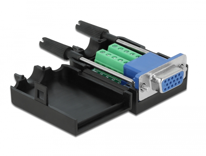 Delock VGA15 Buchse zu Terminalblock Adapter mit Gehäuse #1 