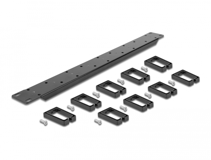 Delock 19″ Kabelmanagement Rangierpanel beidseitig mit 9 Bügeln (5 x vertikal, 4 x 45° geneigt) 1 HE schwarz #3 