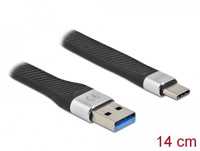 Delock USB 3.2 Gen 1 FPC Flachbandkabel USB Typ-A zu USB Type-C™ 14 cm PD 3 A #1 