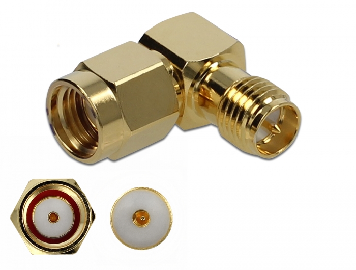 Delock Adapter RP-SMA Stecker zu RP-SMA Buchse 90° 10 GHz #1 