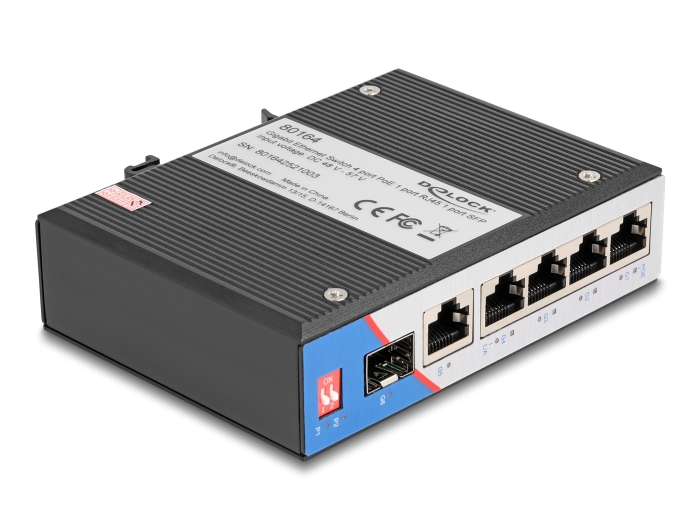 Delock Industrie Gigabit Ethernet Switch 4 Port PoE 1 Port RJ45 1 Port SFP für Hutschiene #2 
