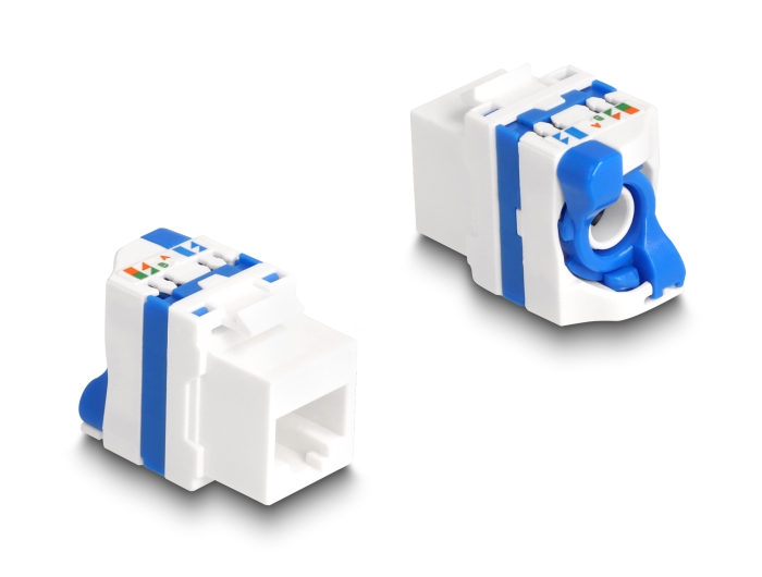 Delock Keystone Modul RJ45 Buchse zu LSA Cat.6A werkzeugfrei mit blauen Drehverschluss #1 