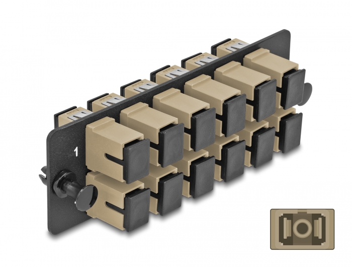 Delock LWL Adapter Panel SC Simplex OM1 / OM2 12 Port beige #1 