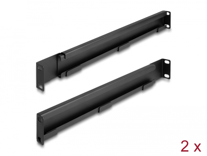 Delock 19″ Tragschiene längenverstellbar 368 - 600 mm für Netzwerkschrank 1 HE schwarz 2 Stück #1 