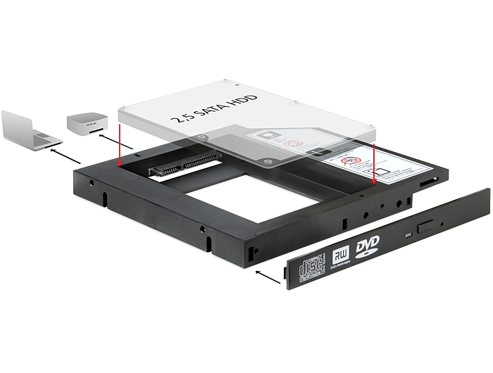 Delock Slim SATA 5.25″ Einbaurahmen (13 mm) für 1 x 2.5″ SATA HDD bis 9,5 mm #1 