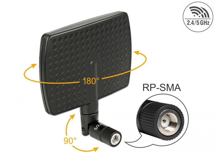 Delock WLAN 802.11 ac/a/b/g/n Antenne RP-SMA Stecker 5 - 7 dBi direktional mit Kippgelenk schwarz #1 