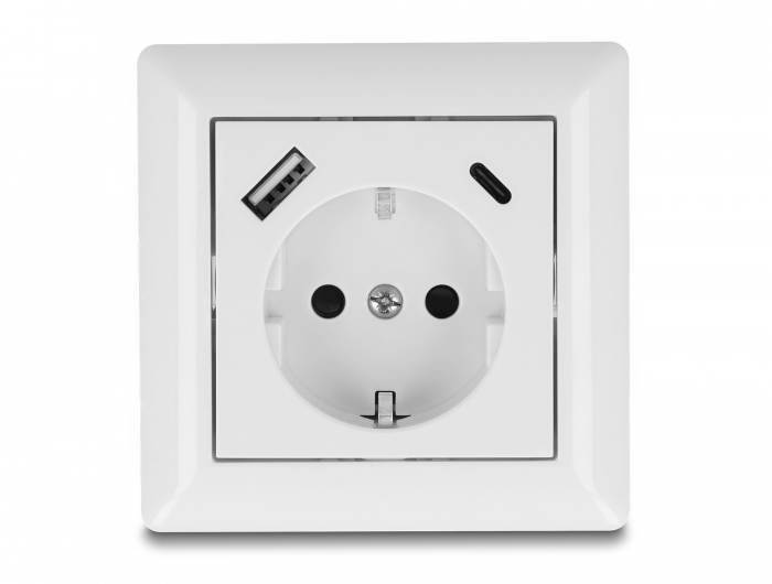 Delock Einbausteckdose mit 2 USB Ladeports, 1 x USB Typ-A und 1 x USB Type-C™ mit PD 3.0, 18 W #3 