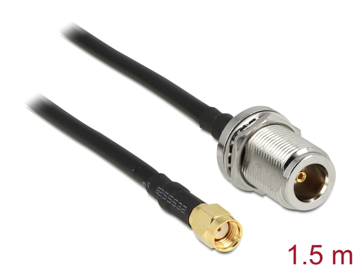 Delock Antennenkabel RP-SMA Stecker > N Buchse zum Einbau 1,5 m #1 