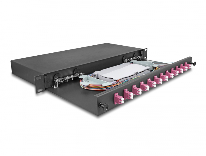 Delock 19″ LWL Spleißbox 12 x LC Duplex OM4 1HE komplett bestückt #2 