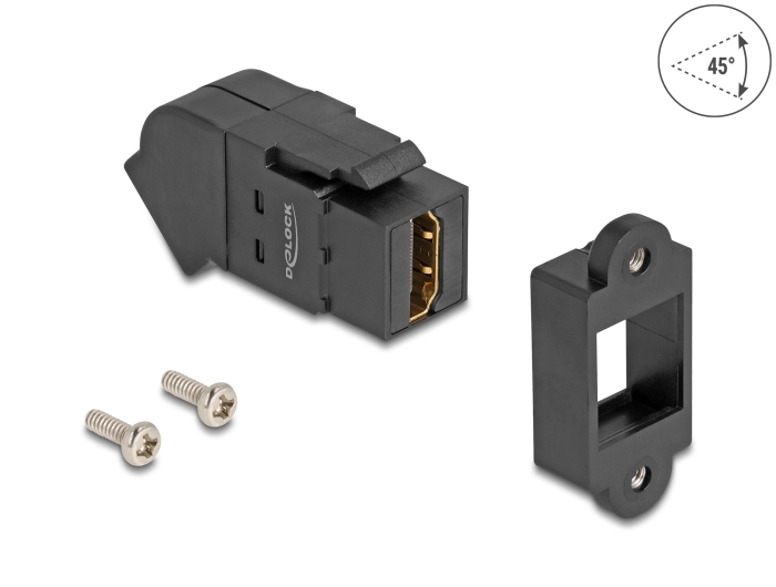 Delock Keystone Modul HDMI Einbaubuchse zu HDMI Buchse 45° gewinkelt 8K 60 Hz schwarz #1 