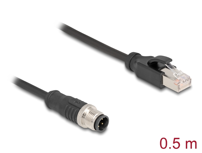 Delock M12 Adapterkabel D-kodiert 4 Pin Stecker zu RJ45 Stecker 50 cm #1 
