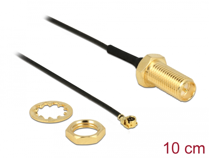 Delock Antennenkabel RP-SMA Buchse zum Einbau zu I-PEX Inc., MHF® I Stecker 1.13 10,0 cm Gewindelänge 10 mm #1 