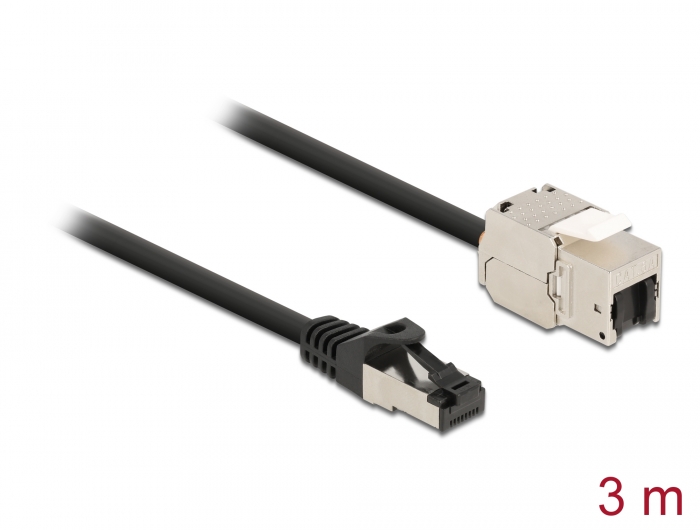 Delock Kabel RJ45 Stecker zu Keystone Modul RJ45 Buchse Cat.6A 3 m schwarz #1 