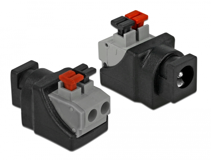 Delock Adapter DC 5,5 x 2,1 mm Buchse > Terminalblock mit Drucktasten 2 Pin #1 