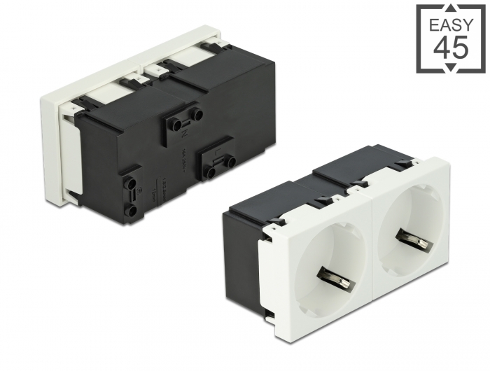 Delock Easy 45 Schutzkontakt-Steckdose 2-fach 45°-Anordnung 45 x 45 mm #1 