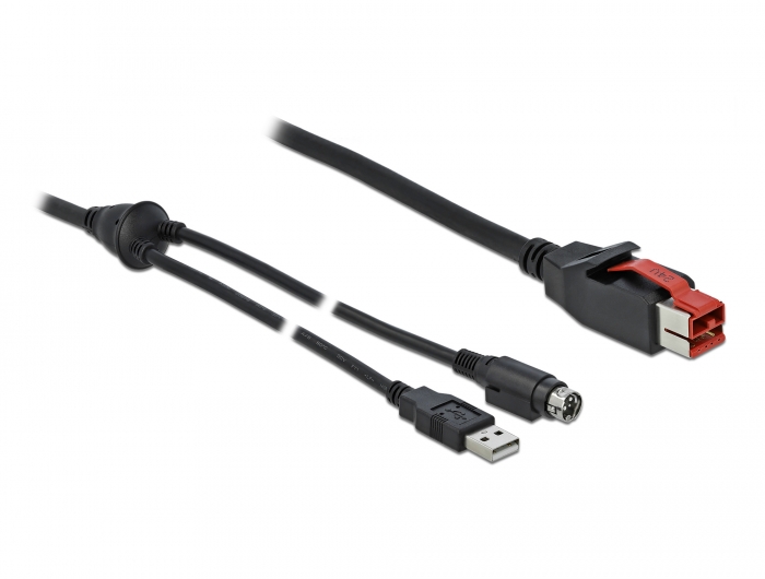 Delock PoweredUSB Kabel Stecker 24 V zu USB Typ-A Stecker + Mini-DIN 3 Pin Stecker 2 m für POS Drucker und Terminals #2 