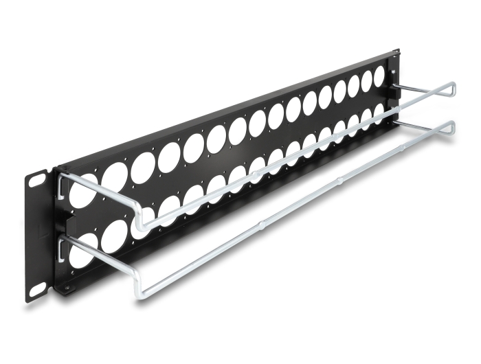 Delock 19″ D-Typ Patchpanel mit Entlastungsschienen 32 Port 2 HE schwarz #2 