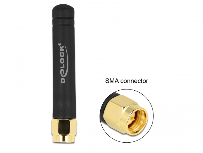 Delock LPWAN 868 MHz Antenne SMA Stecker 1,6 dBi omnidirektional starr schwarz #1 