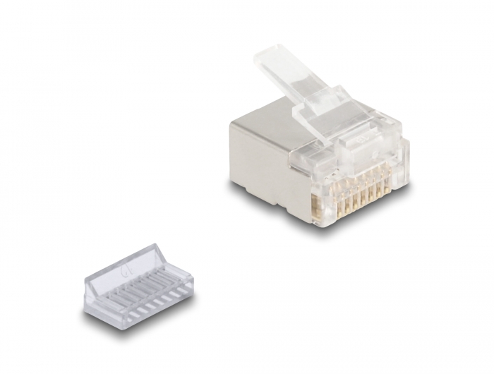 Delock RJ45 Modularer Stecker Cat.6A für Slim und Flachbandkabel 100er Set #3 