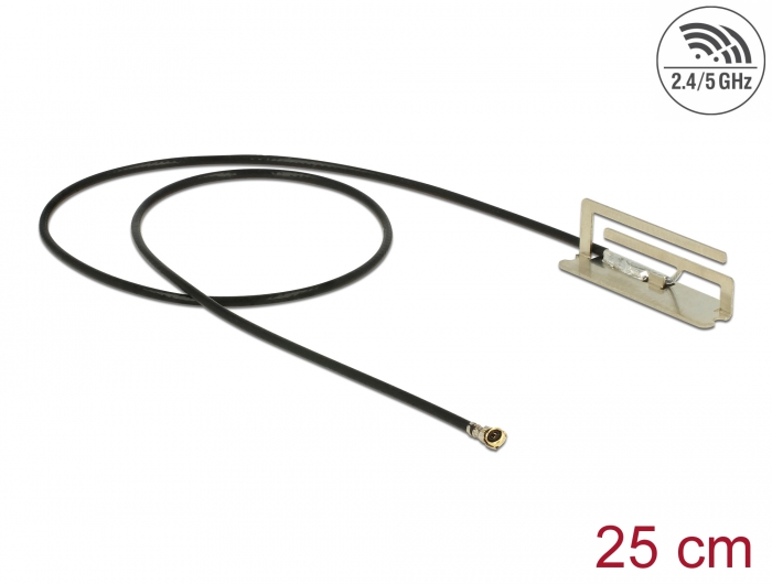 Delock WLAN 802.11 ac/ax/a/h/b/g/n Antenne I-PEX Inc., MHF® 4L Stecker 1,6 dBi 25 cm PIFA intern #1 