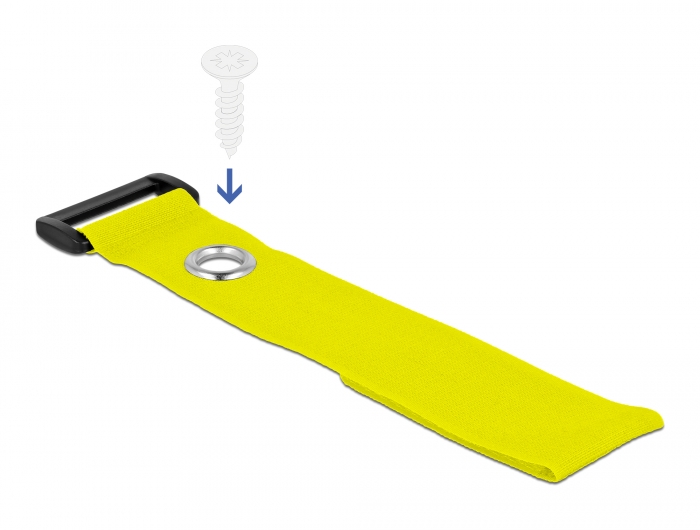 Delock Klett-Kabelbinder mit Schlaufe und Befestigungsöse L 280 x B 38 mm gelb 3 Stück #2 