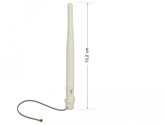 Delock WLAN 802.11 b/g/n Antenne I-PEX Inc., MHF® I Stecker 3 dBi omnidirektional 1.13 12 cm flexibel Clip weiß #2 