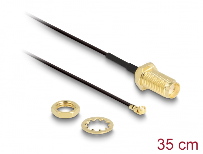 Delock Antennenkabel SMA Buchse zum Einbau zu I-PEX Inc., MHF® I Stecker 1.37 35 cm Gewindelänge 10 mm #1 