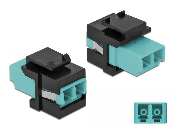 Delock Keystone Modul LC Duplex Buchse zu LC Duplex Buchse aqua / schwarz #1 