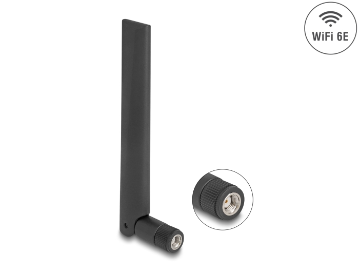 Delock WiFi 6E Antenne RP-SMA Stecker 3 dBi omnidirektional mit Kippgelenk schwarz #1 