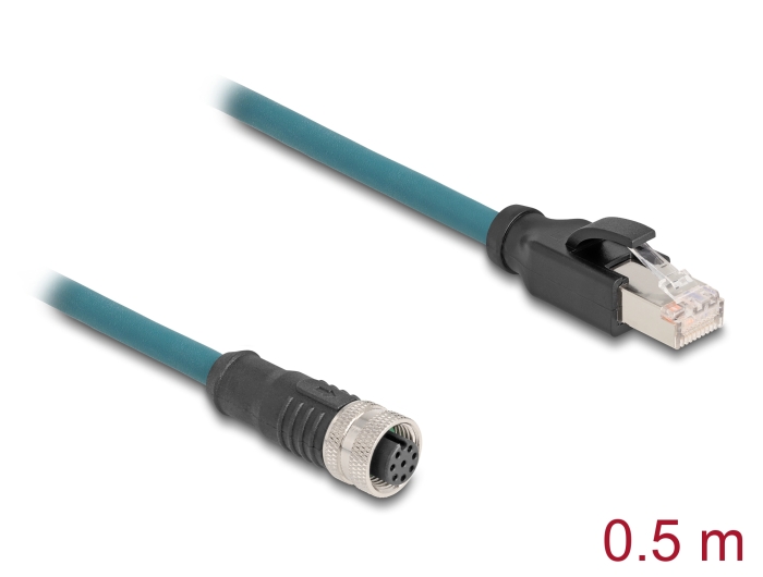 Delock M12 Adapterkabel A-kodiert 8 Pin Buchse zu RJ45 Stecker 50 cm #1 