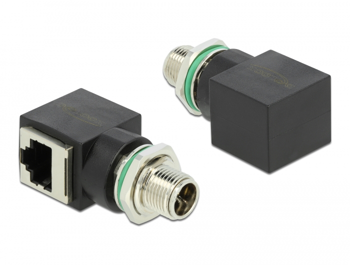 Delock Netzwerkadapter M12 8 Pin X-kodiert Stecker zu RJ45 Buchse #1 