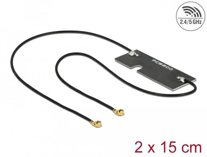 Delock WLAN 802.11 ac/a/h/b/g/n Doppelantenne 2 x I-PEX Inc., MHF® I Stecker 3 - 5 dBi 1.13 2 x 15 cm PCB intern Klebemontage #1 