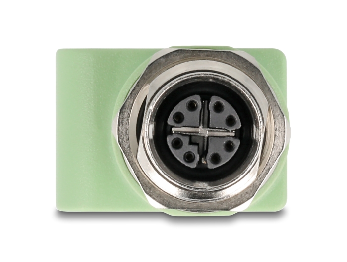 Delock M12 Adapter X-kodiert 8 Pin Buchse zu RJ45 Buchse Cat.5e mit Befestigungsloch gerade grün #2 