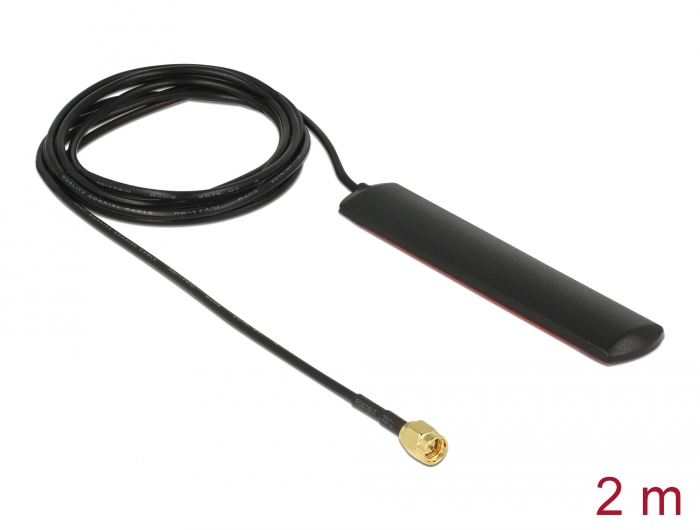 Delock GSM UMTS LTE WLAN 2,4 GHz Antenne SMA Stecker 2 dBi omnidirektional starr schwarz Klebemontage #1 