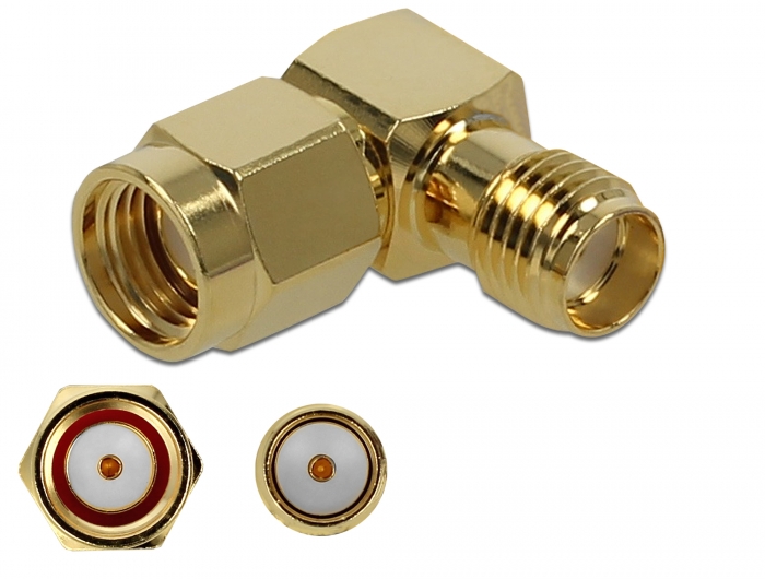 Delock Adapter RP-SMA Stecker zu SMA Buchse 90° 10 GHz #1 