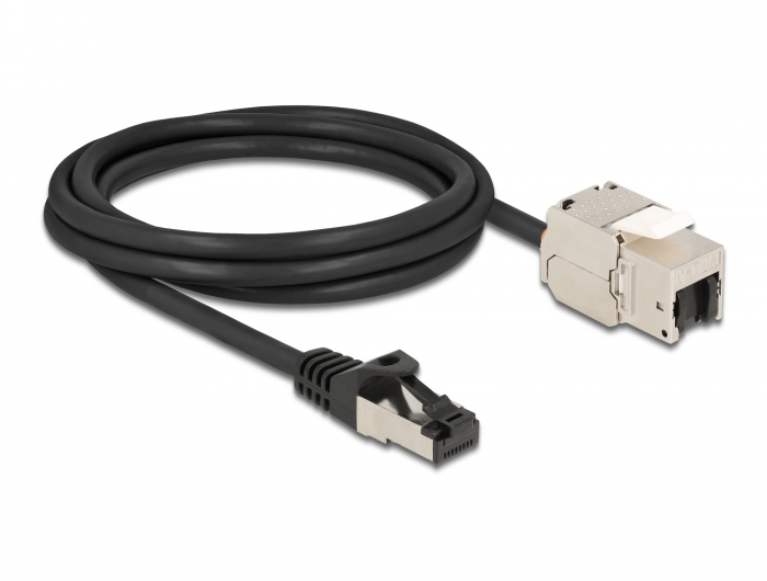 Delock Kabel RJ45 Stecker zu Keystone Modul RJ45 Buchse Cat.6A 2 m schwarz #2 