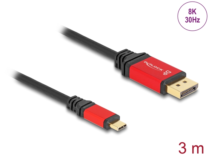 Delock USB Type-C™ zu DisplayPort Kabel (DP Alt Mode) 8K 30 Hz mit HDR Funktion 3 m rot #1 