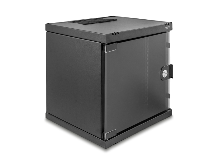 Delock 10″ Netzwerkschrank 6 HE mit Glastür zur Stand- oder Wandmontage, 240 mm Tiefe, Traglast 30 kg, 330 x 312 x 300 mm, schwarz #1 