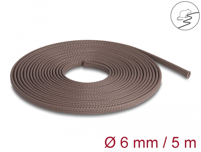 Delock Geflechtschlauch nagerfest dehnbar 5 m x 6 mm braun #1 