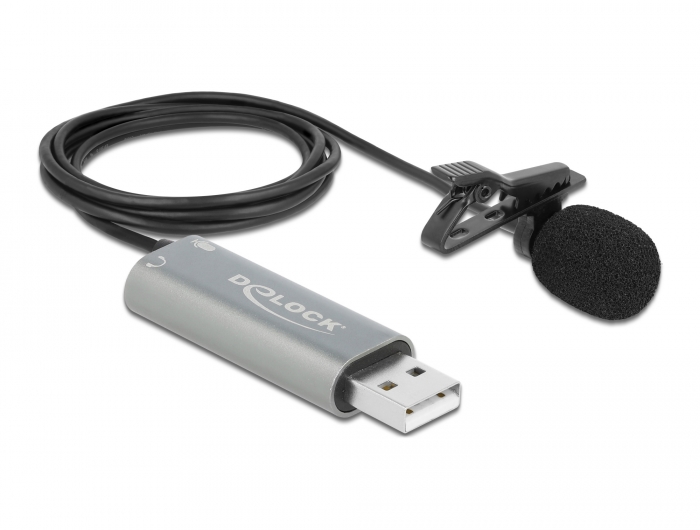 Delock USB Krawatten Lavalier Mikrofon Omnidirektional 24 Bit / 192 kHz mit Clip und 3,5 mm Stereoklinken-Kopfhöreranschluss #2 