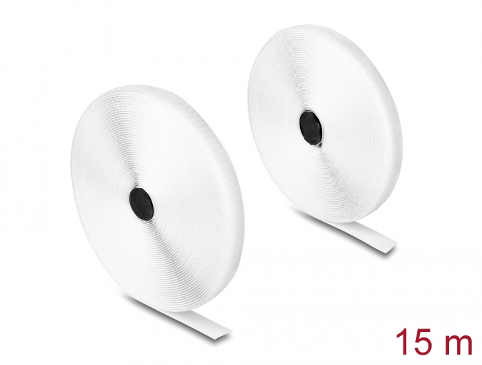 Delock Strapazierfähiges Klettband mit Haft- und Flauschband L 15 m x B 20 mm weiß #1 