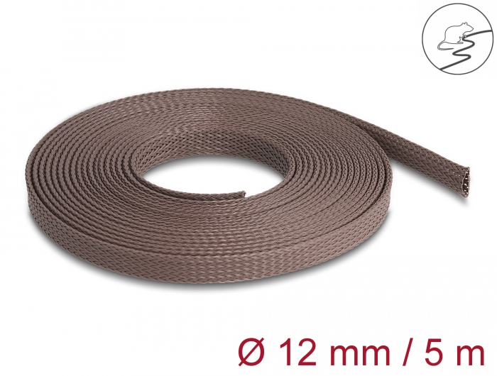 Delock Geflechtschlauch nagerfest dehnbar 5 m x 12 mm braun #1 