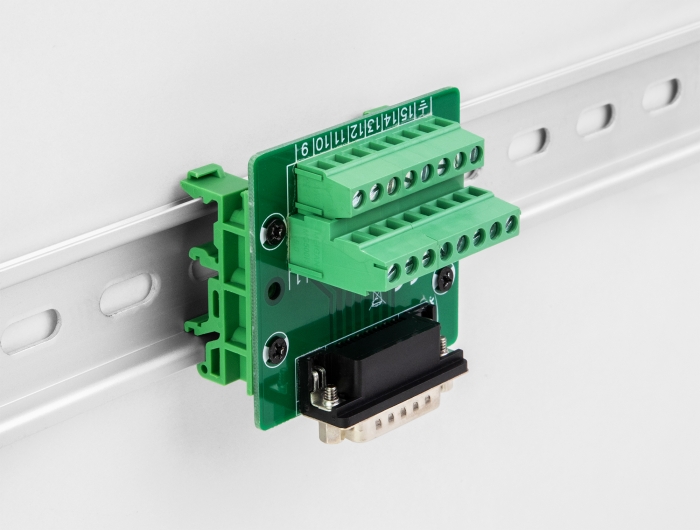 Delock D-Sub 15 Pin Buchse zu 16 Pin Terminalblock für Hutschiene #4 