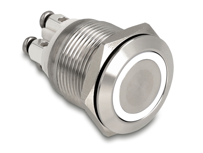 Delock Drucktaster zum Einbau 19 mm 4 x Schraubklemme LED weiß #1 