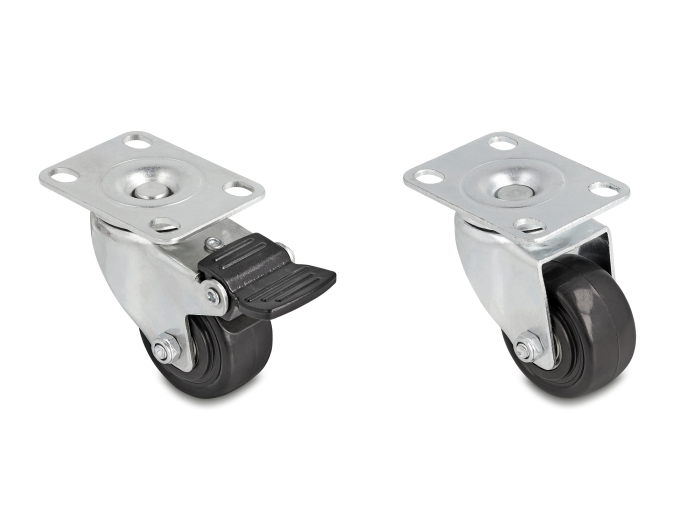 Delock Schwerlast Lenkrolle Ø 50 mm Tragkraft bis 400 kg Set 2 x 2 Stück #2 