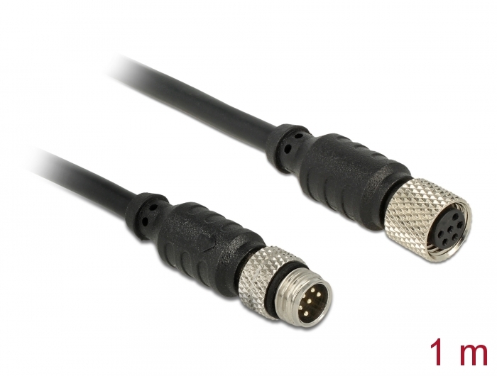 Delock M8 Sensor- / Aktorverlängerungskabel 6 Pin Stecker zu 6 Pin Buchse wasserdicht 1 m #1 