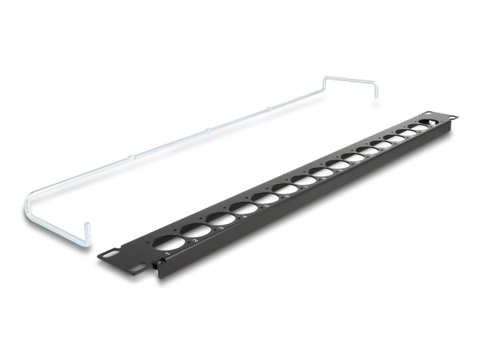 Delock 19″ D-Typ Patchpanel mit Entlastungsschiene 16 Port 1 HE schwarz #3 