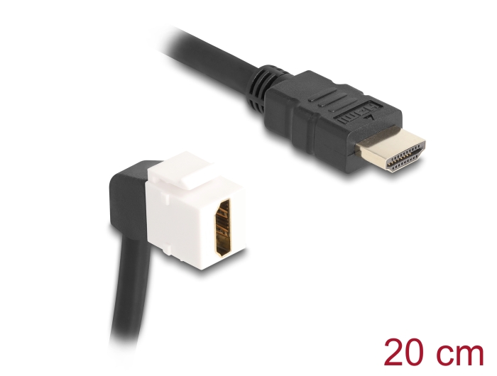 Delock Keystone Modul Kabel HDMI Stecker zu Buchse 90° gewinkelt 8K 60 Hz 20 cm schwarz #1 