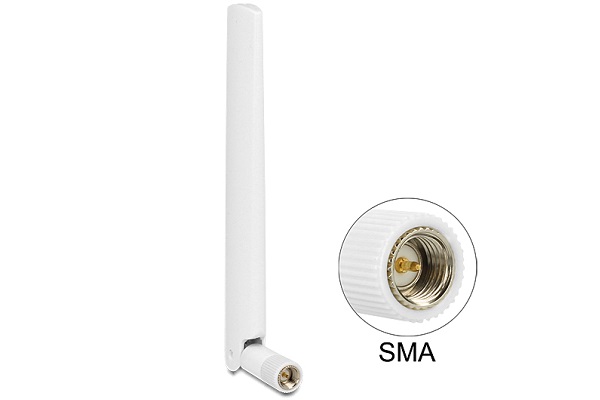 Delock LTE Antenne SMA Stecker 1 - 2,5 dBi omnidirektional mit Kippgelenk weiß #2 