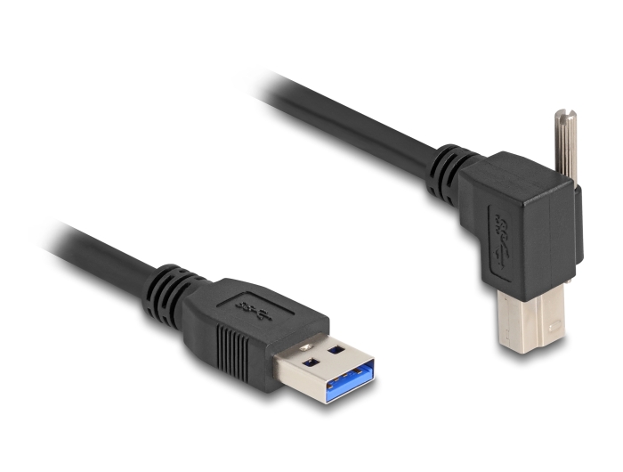 Delock USB 5 Gbps Kabel USB Typ-A Stecker gerade zu USB Typ-B Stecker mit Schraube 90° nach rechts gewinkelt 1 m schwarz #3 